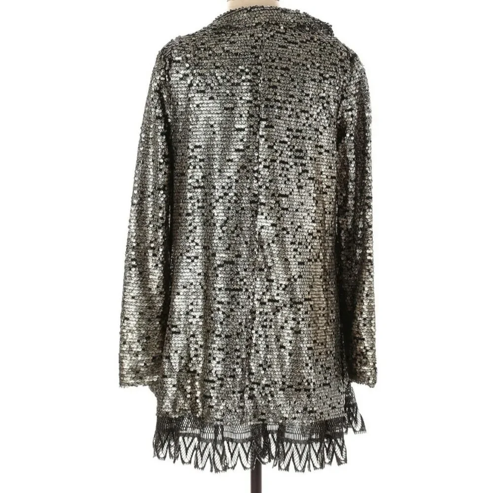 Free People Stardust Tarnished Sequin Lace XS Coat Jacket